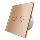 Безшумний сенсорний вимикач 2 сенсора Livolo золото скло (VL-C702Q-13)