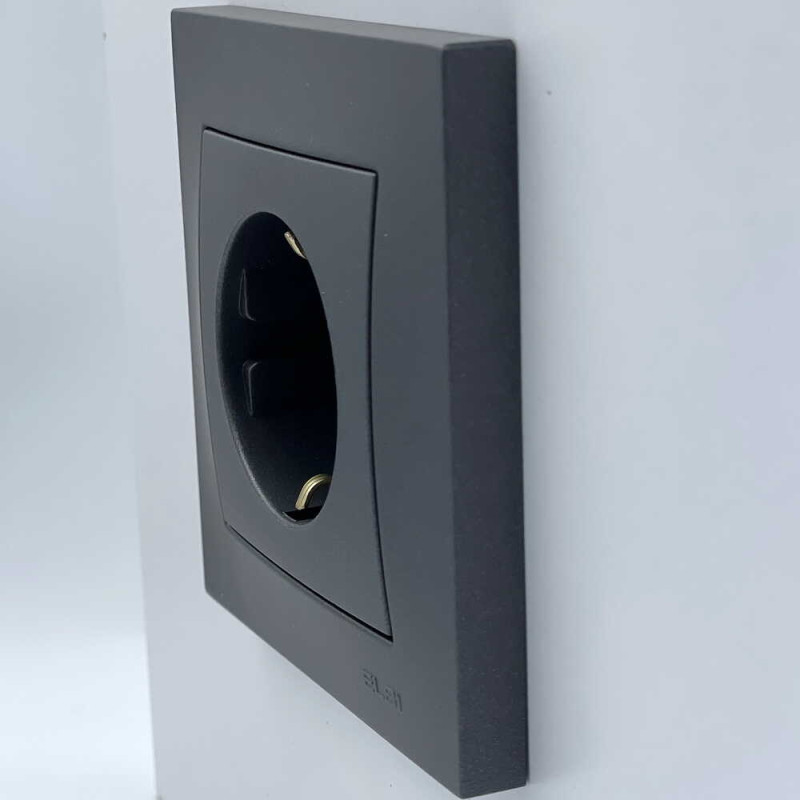 Розетка EL-BI VEGA антрацит матовий 1-на з заземленням ( 510-016700-217 )