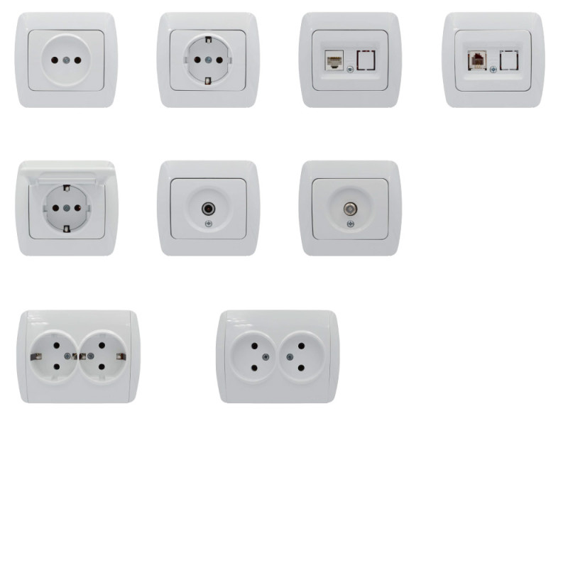 Розетка двомісна з/з EL-BI Zirve біла Fixline (501-010202-907)