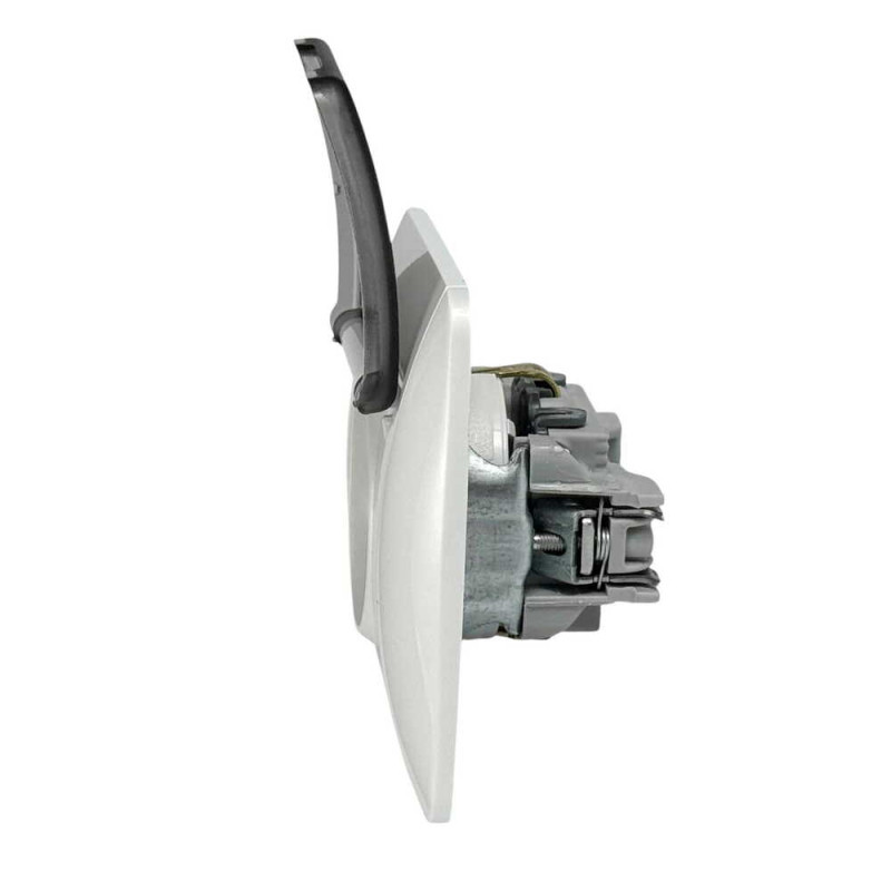 Розетка одинарная с/з и крышкой EL-BI Zirve белая Fixline (501-010201-218)