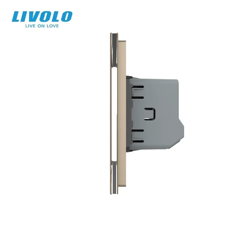 Безконтактний вимикач 2 сенсора (1-1) Livolo золото скло (VL-C701/C701-PRO-13)