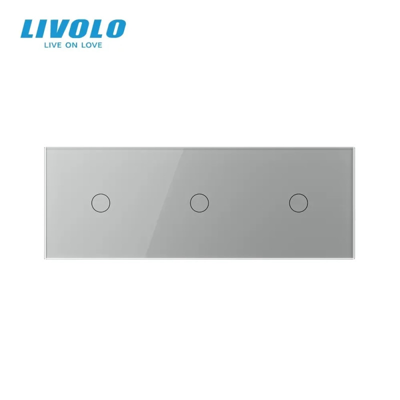 Бесконтактный выключатель 3 сенсора (1-1-1) Livolo серое стекло (VL-C701/C701/C701-PRO-15)