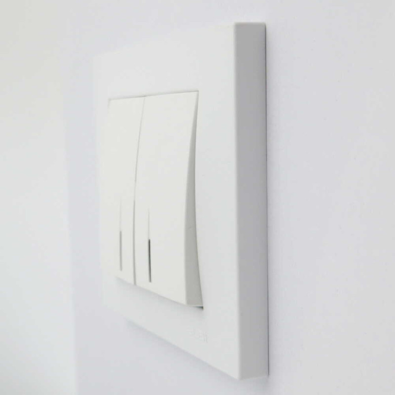 Выключатель двухклавишный с подсветкой ELBI VEGA белый матовый (510-016200-203)