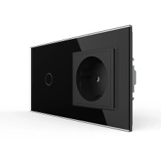Бесконтактный выключатель 1 сенсор 1 розетка Livolo черное стекло (VL-C701/C7C1EU-PRO-12)