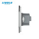 Бесконтактный выключатель 1 сенсор 1 розетка Livolo серое стекло (VL-C701/C7C1EU-PRO-15)