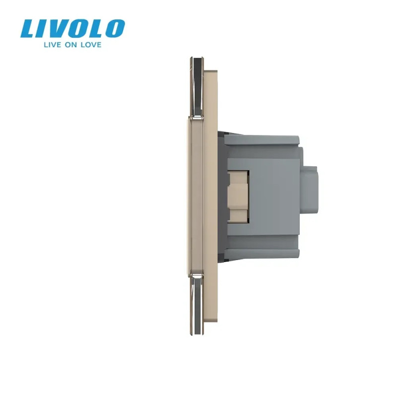 Бесконтактный выключатель 1 сенсор 1 розетка Livolo золото стекло (VL-C701/C7C1EU-PRO-13)