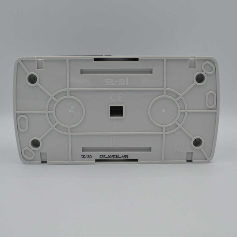 Выключатель El-BI Eva двухклавишный накладной с розеткой и крышкой серый (554-011500-922)