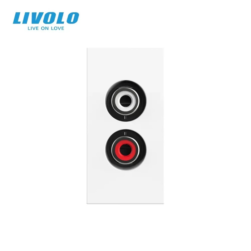 Аудио розетка RCA (тюльпан) LIVOLO, белая, модуль 0.5 поста, для колонок/усилителя (VL-FCAU-1WP)