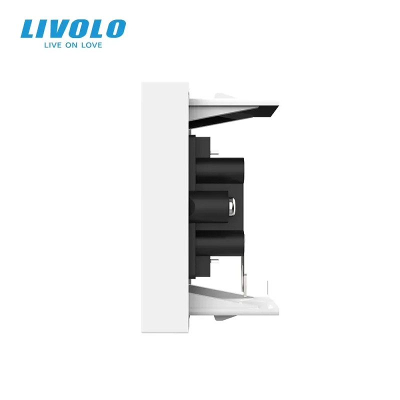 Аудио розетка RCA (тюльпан) LIVOLO, белая, модуль 0.5 поста, для колонок/усилителя (VL-FCAU-1WP)