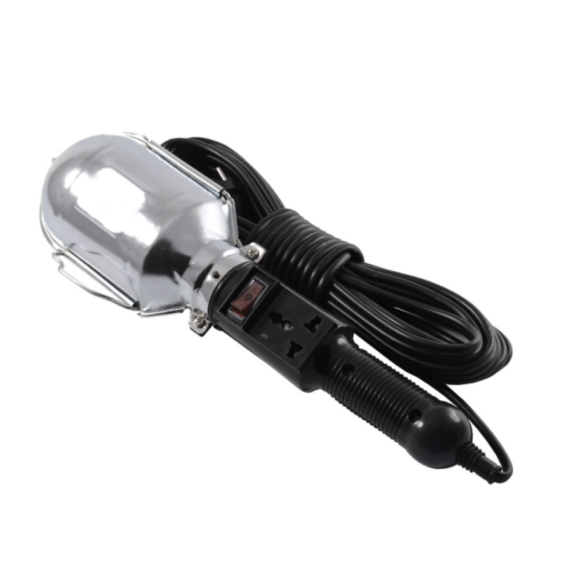 Переноска гаражна 10м з вимикачем Lemanso металева решітка чорна LMA082