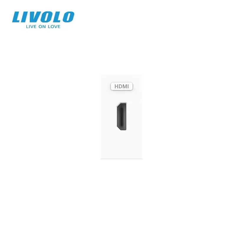 HDMI розетка LIVOLO 1.4, белая, модуль 0.5 поста, для телевизора/ПК (VL-FCHD-1WP)