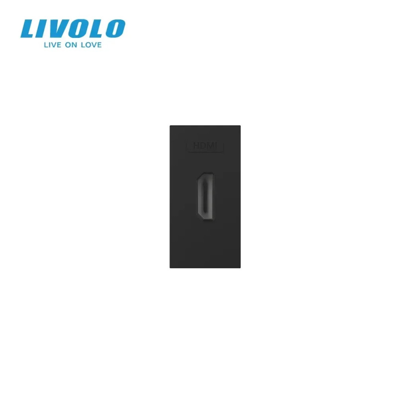 HDMI розетка LIVOLO 1.4, черная, модуль 0.5 поста, для телевизора/ПК (VL-FCHD-1BP)