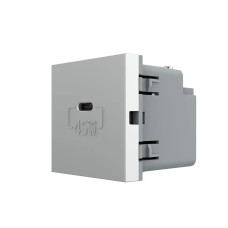 USB Type-C розетка LIVOLO, PD 45W, Power Delivery, быстрая зарядка, серая, модуль (VL-FCUC-2IP)