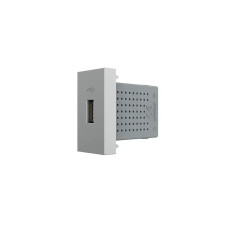 USB розетка LIVOLO 5V 2.1A, сіра, 10Вт, з блоком живлення, модуль 0.5 поста (VL-FCUA-1IP)