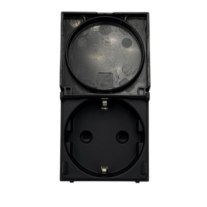 Розетка Zenit черный мат 1-я с заземлением и крышкой ( 2CLA228810N1501 )