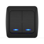 Выключатель ALSU черный мат 2кл накл с подсв (10шт) (504-014800-203)