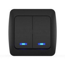 Выключатель ALSU черный мат 2кл накл с подсв (10шт) (504-014800-203)