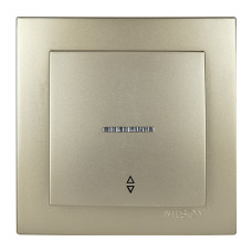Выключатель Nilson Touran золото 1кл проходной с подсветкой ( 24151008 )