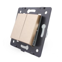 2-клавишный кнопочный выключатель без фиксации (звонковый/импульсный) LIVOLO, золотой, модуль без рам