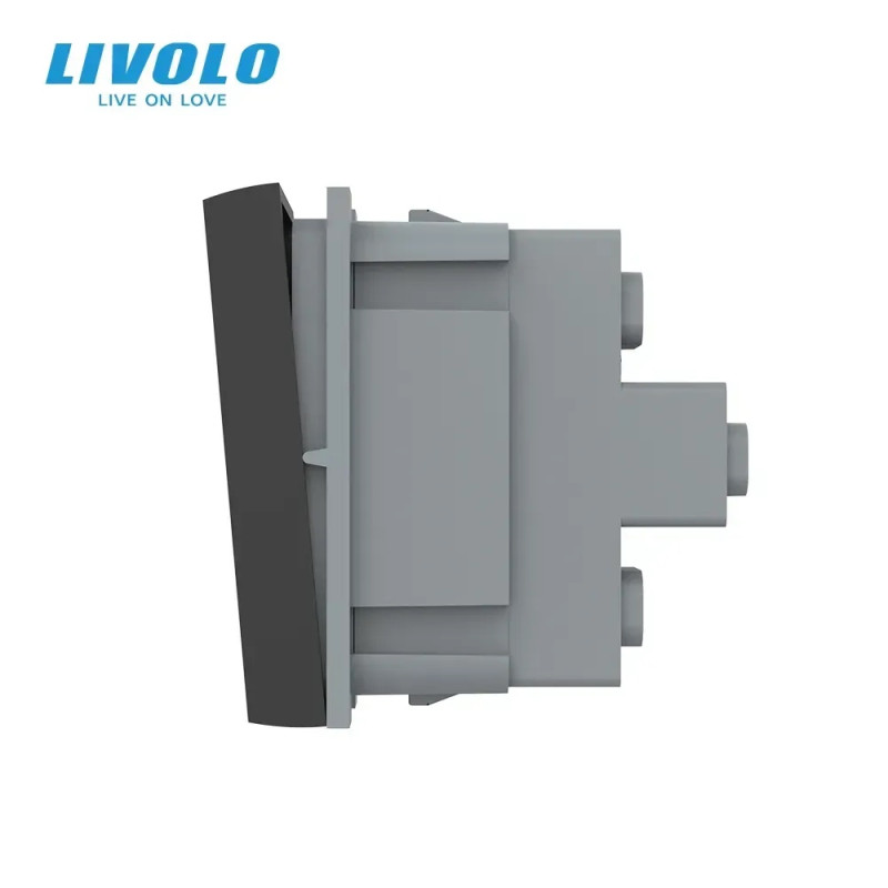 2-клавишный проходной выключатель LIVOLO, черный, модуль без рамки (VL-FCMKS-1BP)