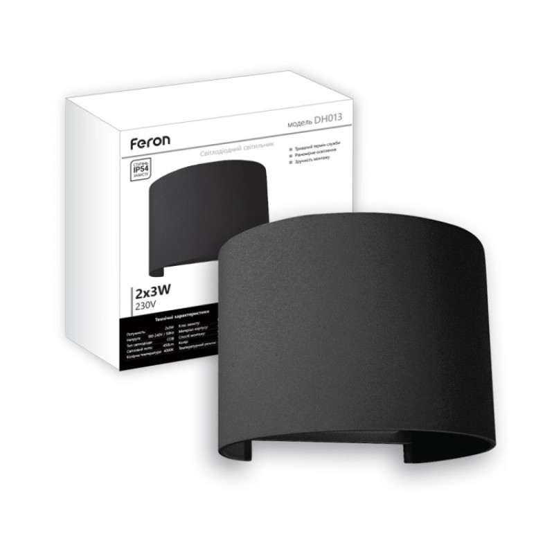 Архитектурный светильник FERON DH013 2х3W черный 11872
