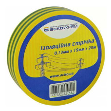 Изоляционная лента 0,13мм*19мм/20м желтая-зеленая АСКО-УКРЕМ (10шт упаковка) A0150020009