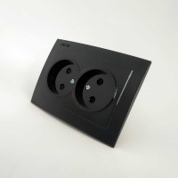 Розетка двухместная б/з NILSON Touran черная 24221024