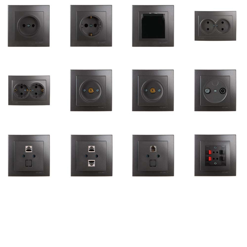 Розетка одинарная з/з NILSON Touran  Антрацит 24161017