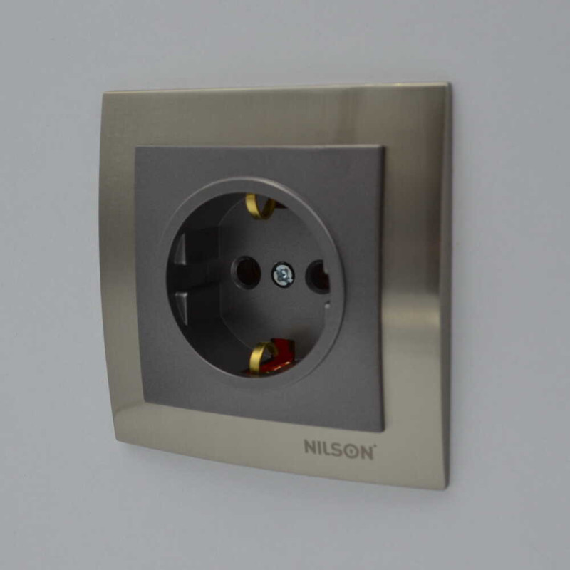 Розетка одинарная з/з NILSON Touran  Антрацит 24161017