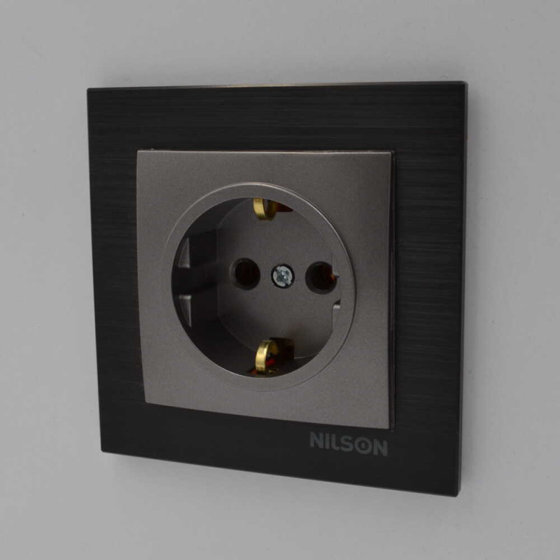 Розетка одинарная з/з NILSON Touran  Антрацит 24161017