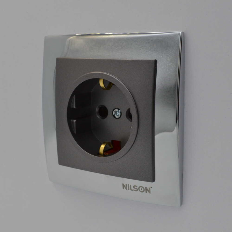 Розетка одинарная з/з NILSON Touran  Антрацит 24161017