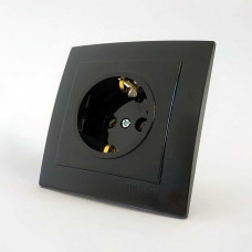 Розетка одинарная с/з NILSON Touran черная 24221017