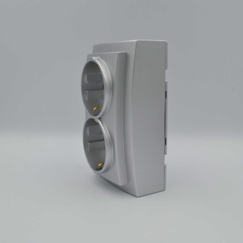 Розетка Nilson Themis серебро 2-я с заземлением (26131025)