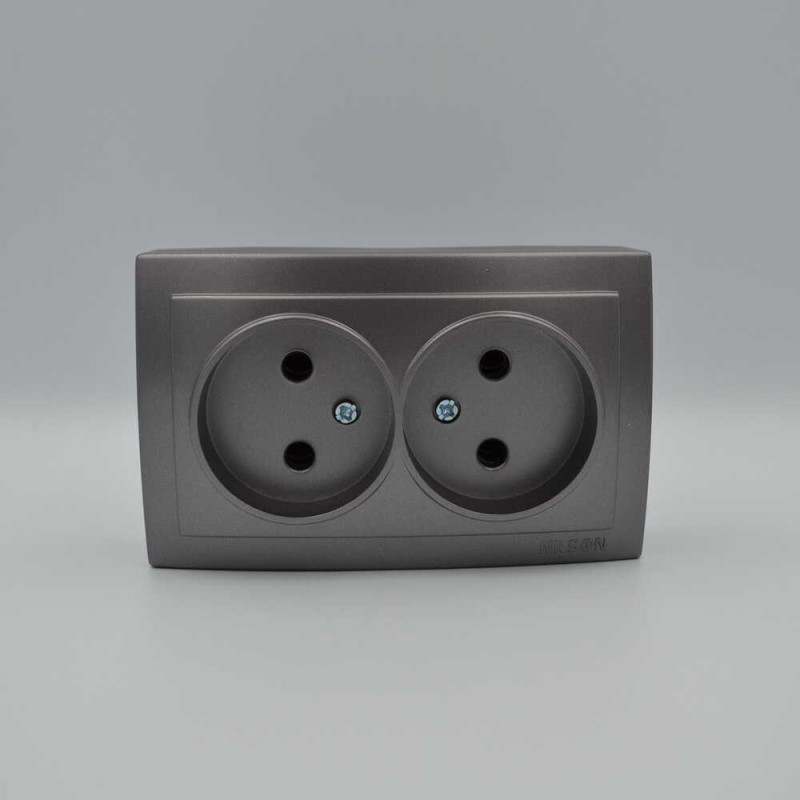 Розетка Nilson Themis антрацит 2-я без заземления ( 26161024 )