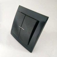 Выключатель двухклавишный с подсветкой  NILSON Touran черный 24221004