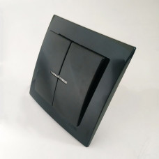 Выключатель двухклавишный с подсветкой  NILSON Touran черный 24221004