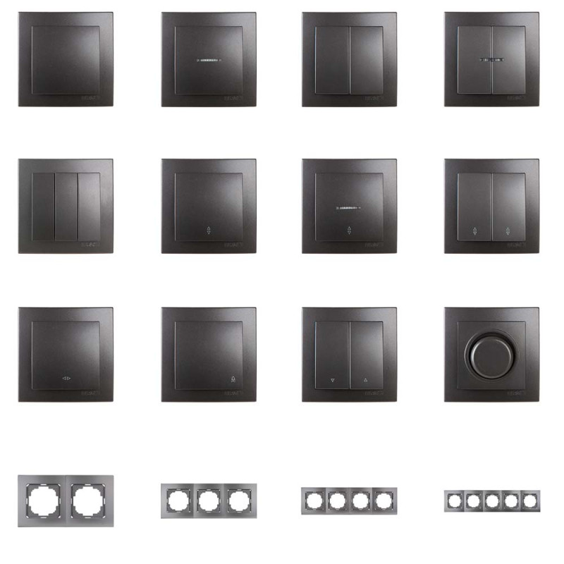 Выключатель одноклавишный проходной NILSON Touran  Антрацит 24161007