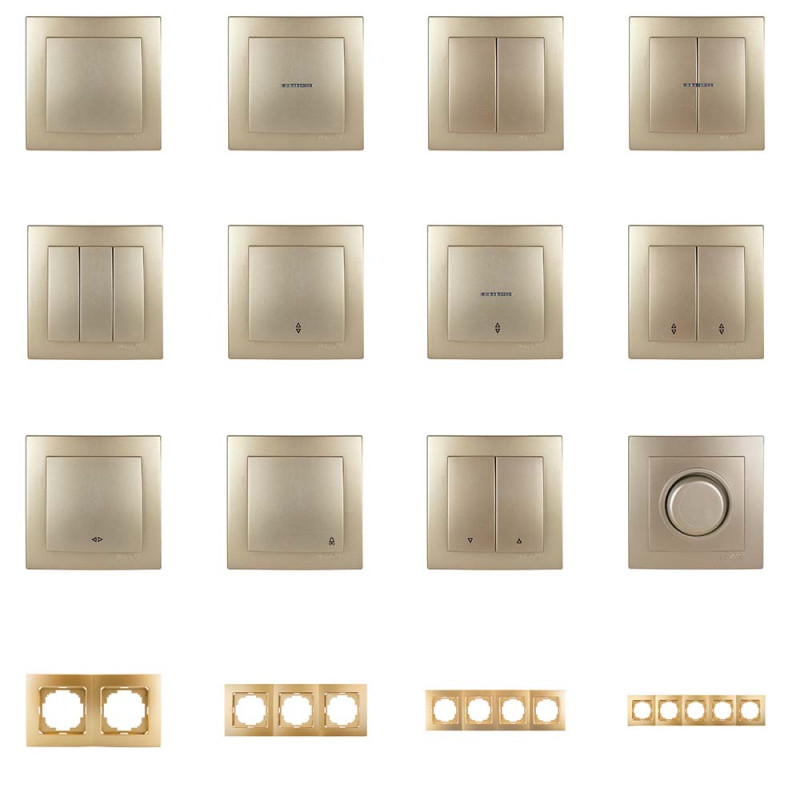 Вимикач Nilson Touran золото 1кл прохідний з підсвіткою ( 24151008 )