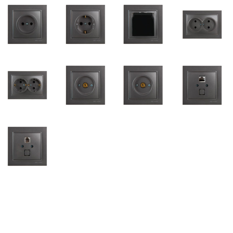 Розетка Nilson Thor антрацит 2-я с заземлением ( 27161025 )