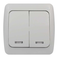 Выключатель ALSU белый 2-кл с подсветкой ( 504-010200-203 )