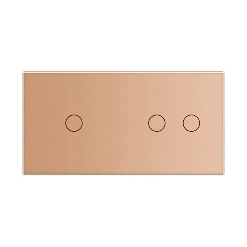 Розумний сенсорний прохідний/перехресний вимикач 3 сенсора (1-2) Livolo золотий скло (VL-C701SZ/C702