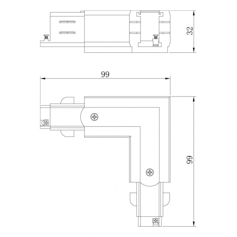 З'єднувач кутовий Ardero LD1301-LR для шинопроводу трифазного чорний 80999