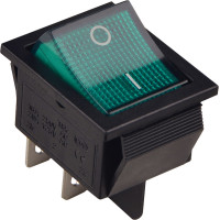 Переключатель 1 клав. с подсветкой KCD2-201N GR/B 12 V AC/DC зеленый АСКО A0140040171