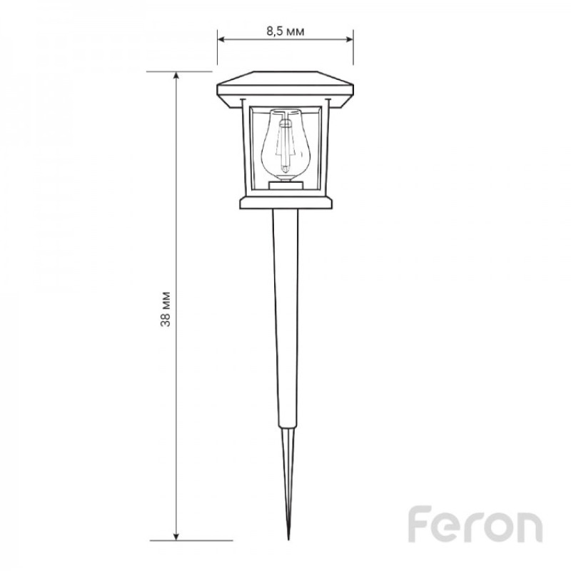 Почвенный светодиодный светильник Feron PL145 2800К на солнечной батарее черный