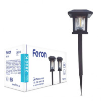 Почвенный светодиодный светильник Feron PL145 2800К на солнечной батарее черный