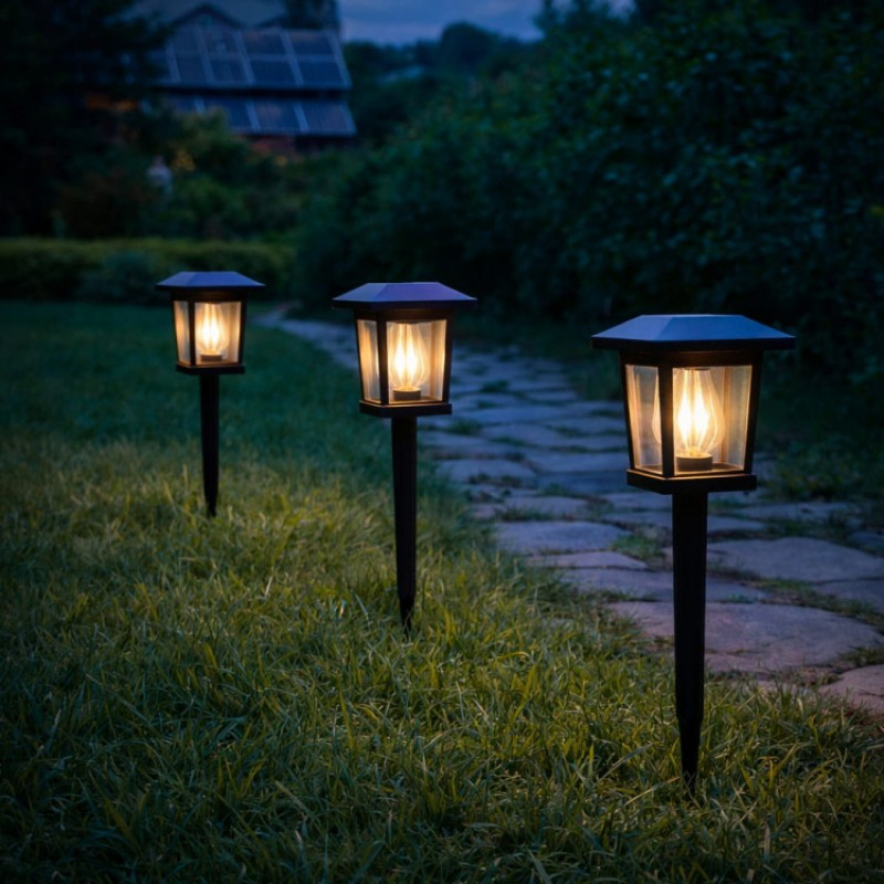 Почвенный светодиодный светильник Feron PL145 2800К на солнечной батарее черный