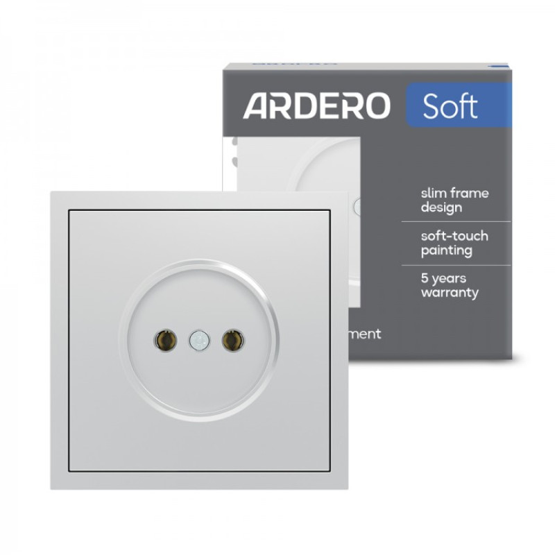 Розетка без заземления, механизм серебро 16А Soft ER111-S ARDERO (без рамки) 80794