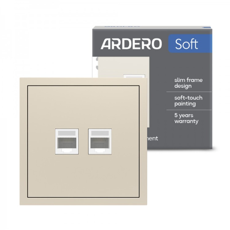 Розетка комп’ютерна подвійна, механізм шампань Soft ER152PC-C ARDERO (без рамки) 80827