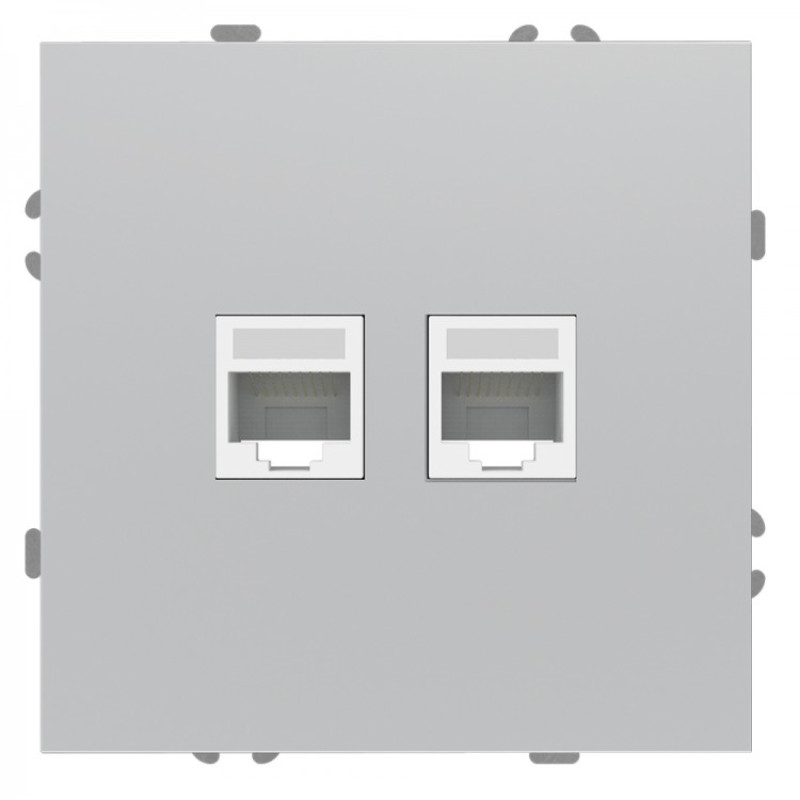 Розетка компьютерная двойная, механизм серебро Soft ER152PC-S ARDERO (без рамки) 80801