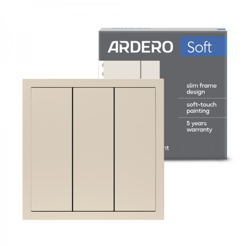 Выключатель 3-кл., механизм шампанья 10А Soft EV113-C ARDERO (без рамки) 80817

